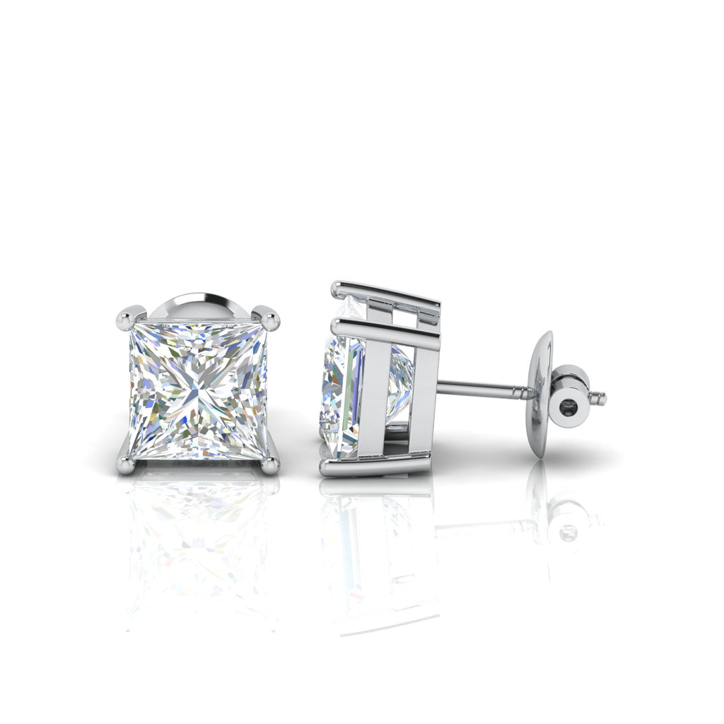 Special Deal Certified F/VVS-VS 5.17Ct Hugh Princess Cut Diamond Stud Earrings In Platinum