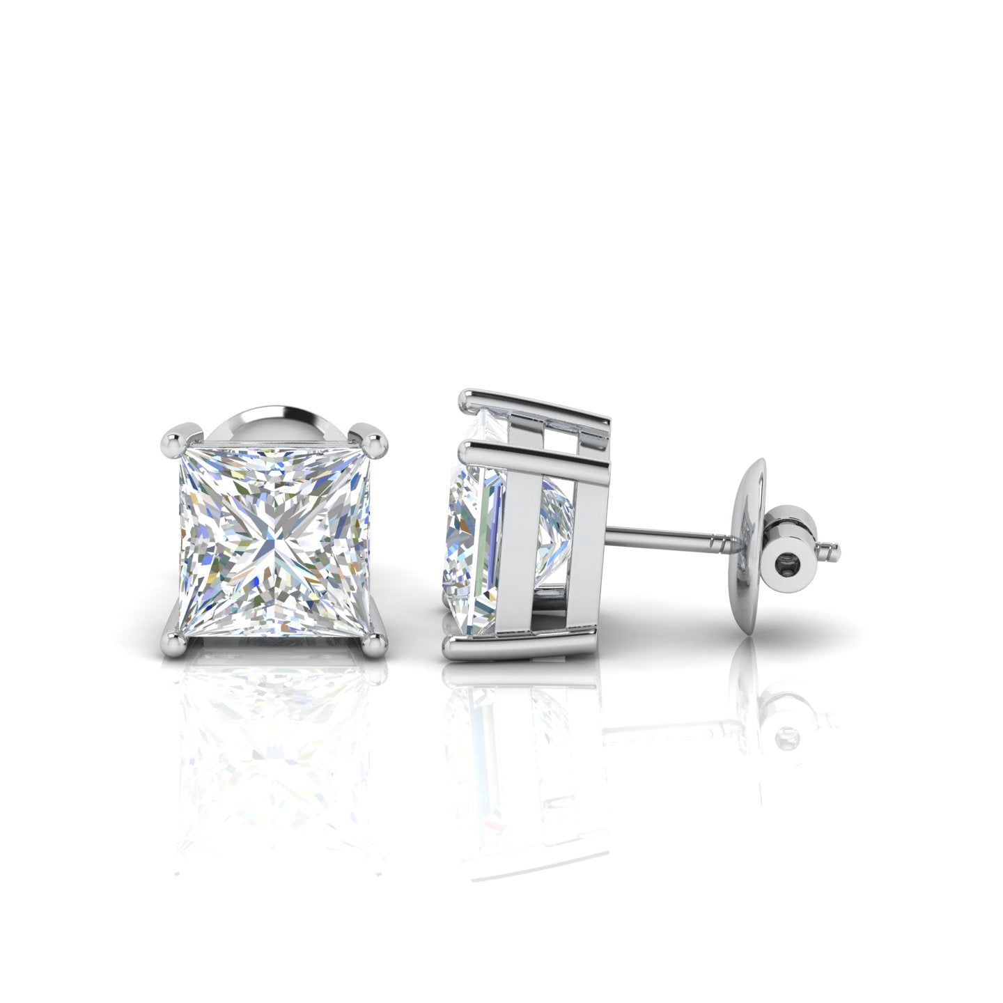 Special Deal Certified F/VVS-VS 5.17Ct Hugh Princess Cut Diamond Stud Earrings In Platinum