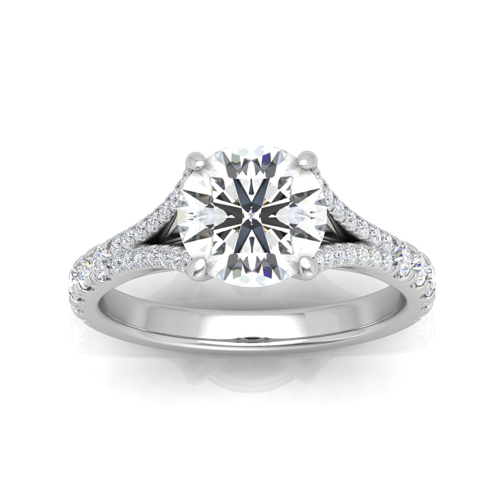 Julie Round Diamond Split Shank Engagement Ring