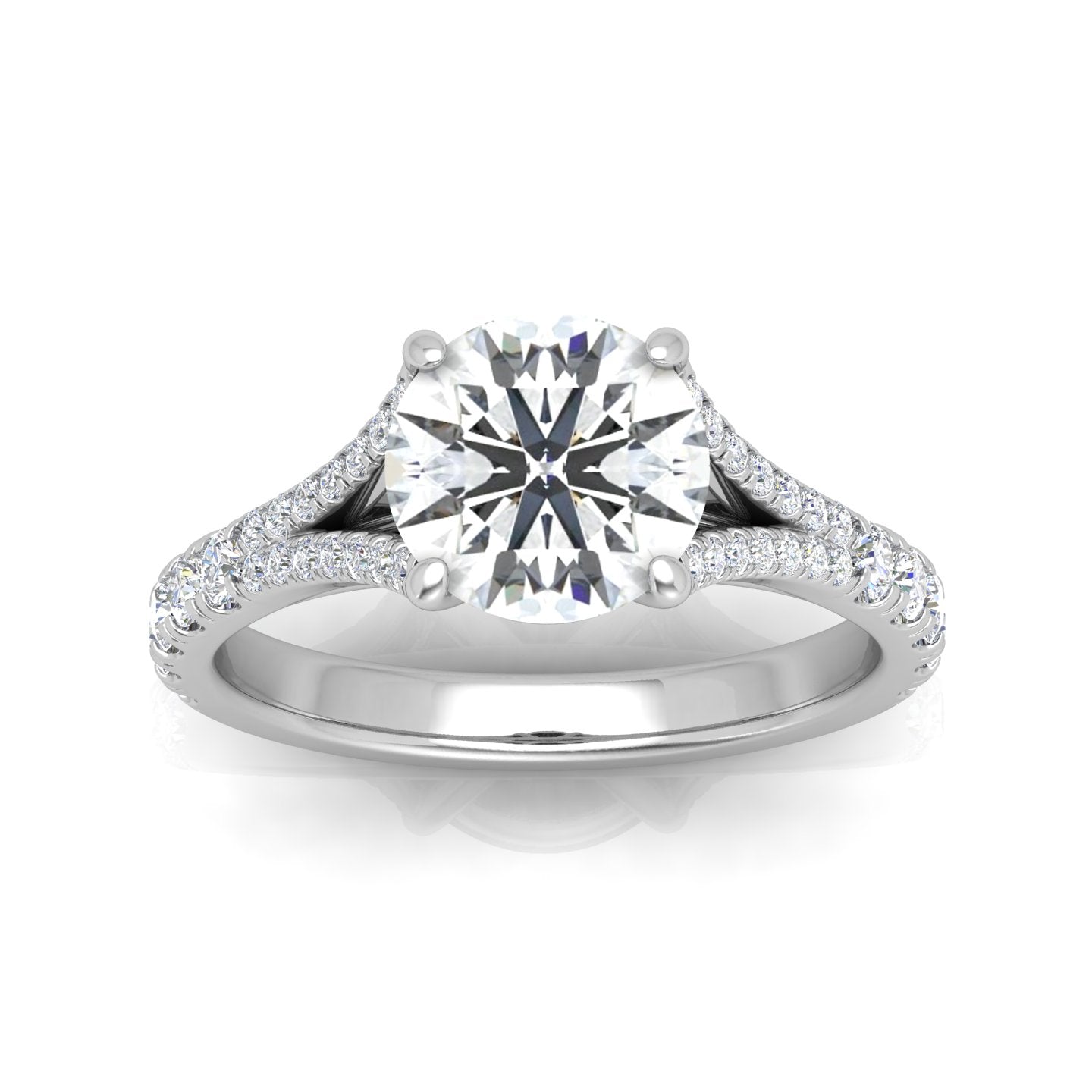Julie Round Diamond Split Shank Engagement Ring