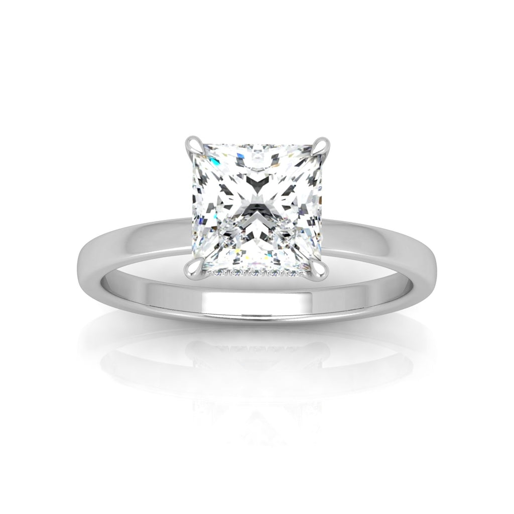 Classic Solitaire Hidden Halo Engagement Ring Princess
