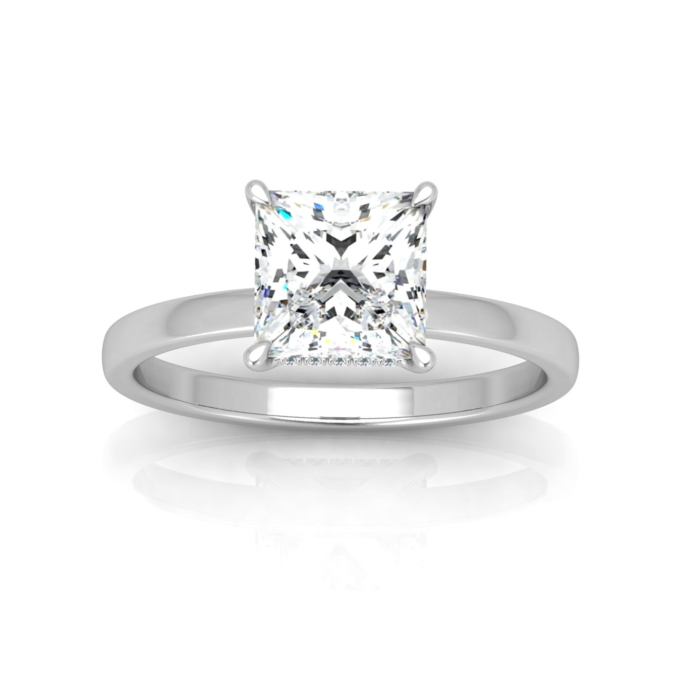 Classic Solitaire Hidden Halo Engagement Ring Princess