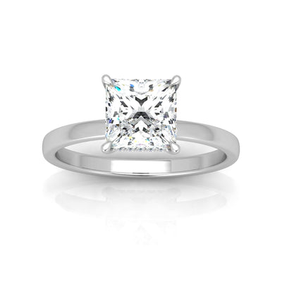 Classic Solitaire Hidden Halo Engagement Ring Princess