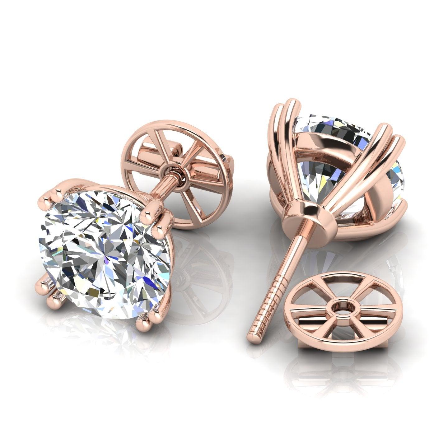 Certified D/VS 2.00Ct Double Prong Round Diamond Stud Earrings in 18k Gold / Platinum