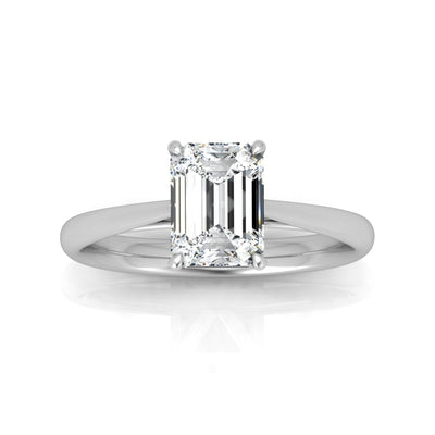 Emerald Diamond Cathedral Solitaire Ring