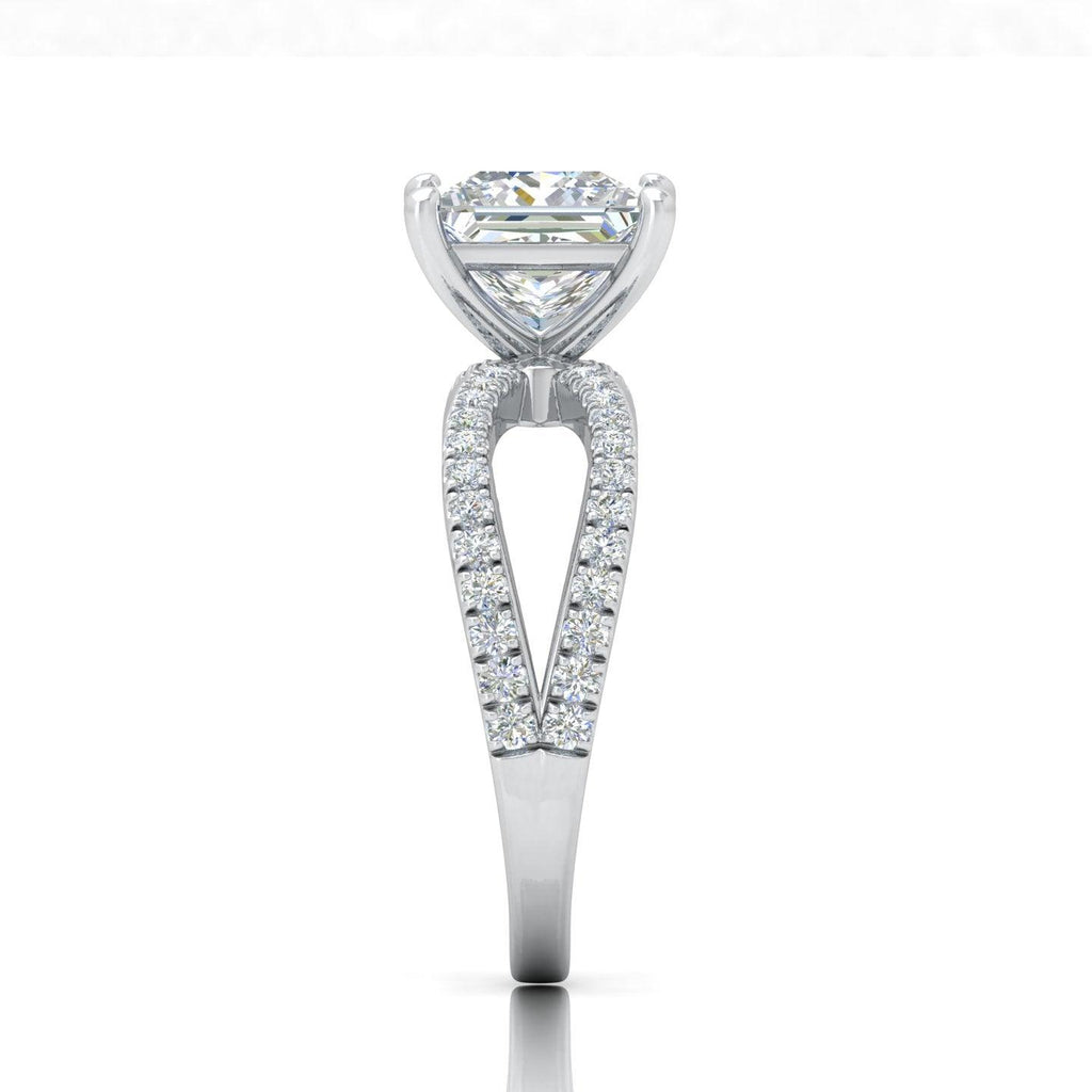 Last Piece F/VS 3.50Ct Princess Diamond Split Shank Engagement Ring in Platinum