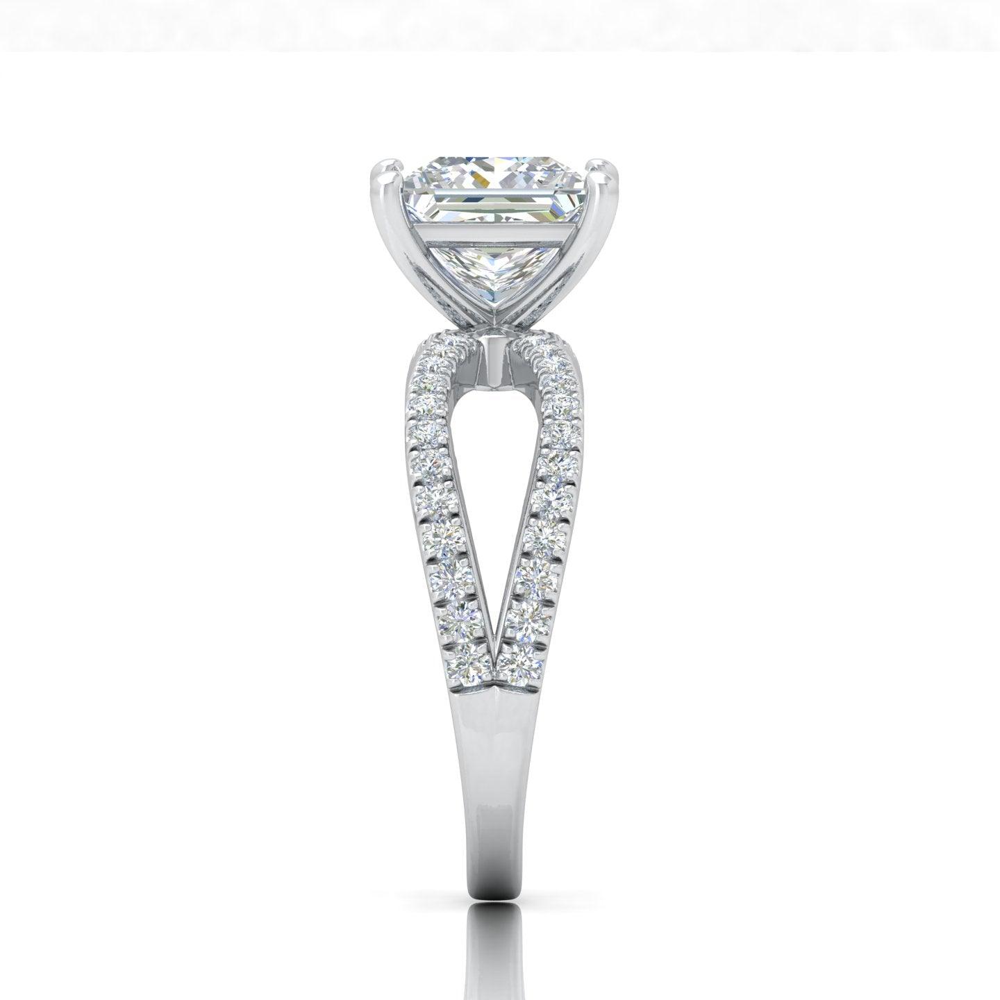 Last Piece F/VS 3.50Ct Princess Diamond Split Shank Engagement Ring in Platinum