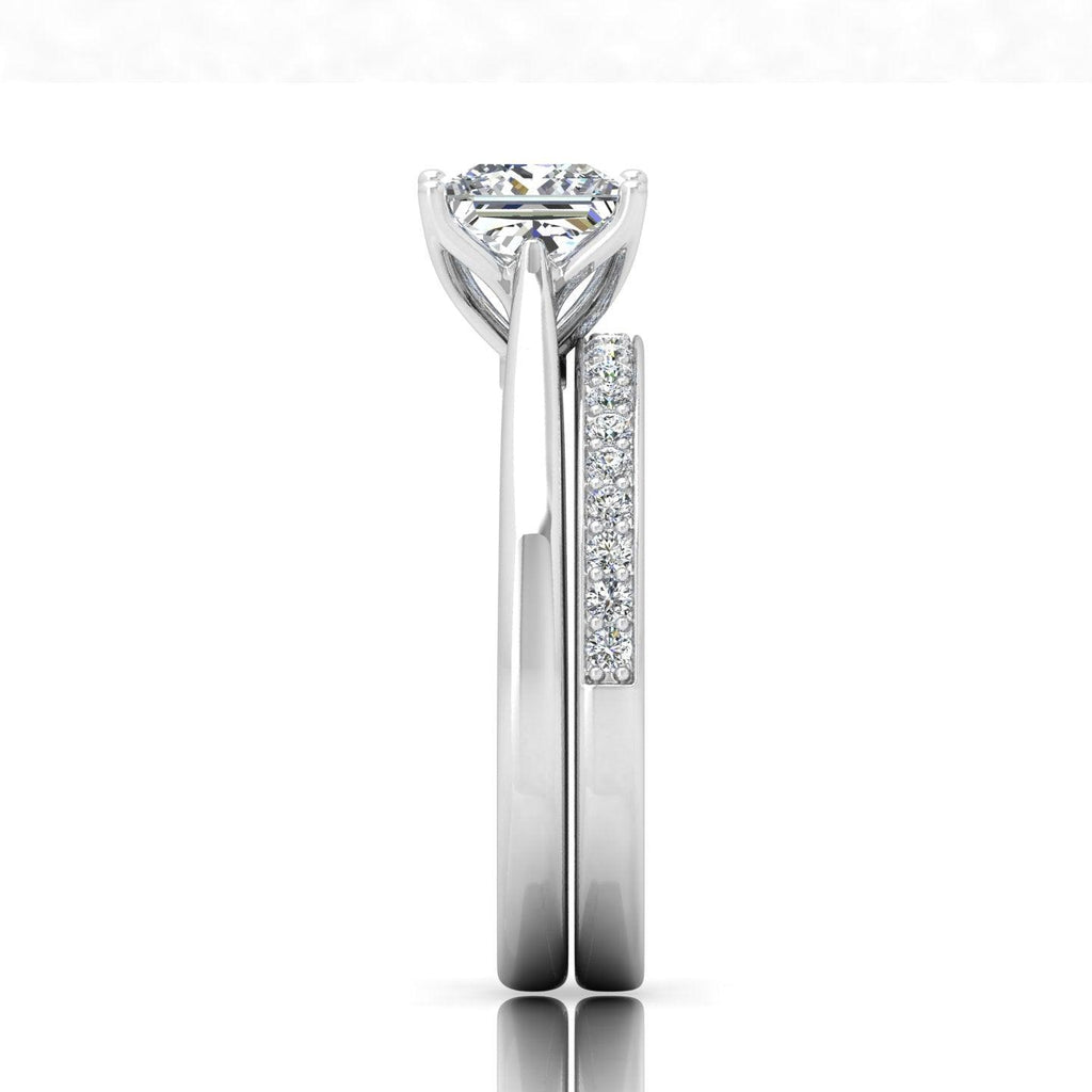 Certified Princess Diamond Bridal Set Engagement Ring