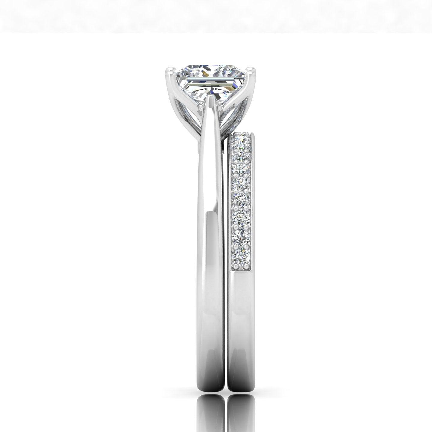 Certified Princess Diamond Bridal Set Engagement Ring