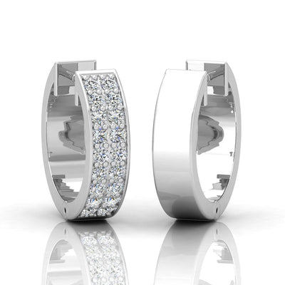 D/VVS 0.25 Carat Round Diamond Designer Hoop Earrings - amadadiamons