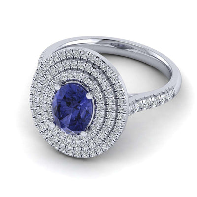 Best Deal..! Triple Halo Tanzanite Oval & Diamonds Engagement Ring - 2.10 Carat