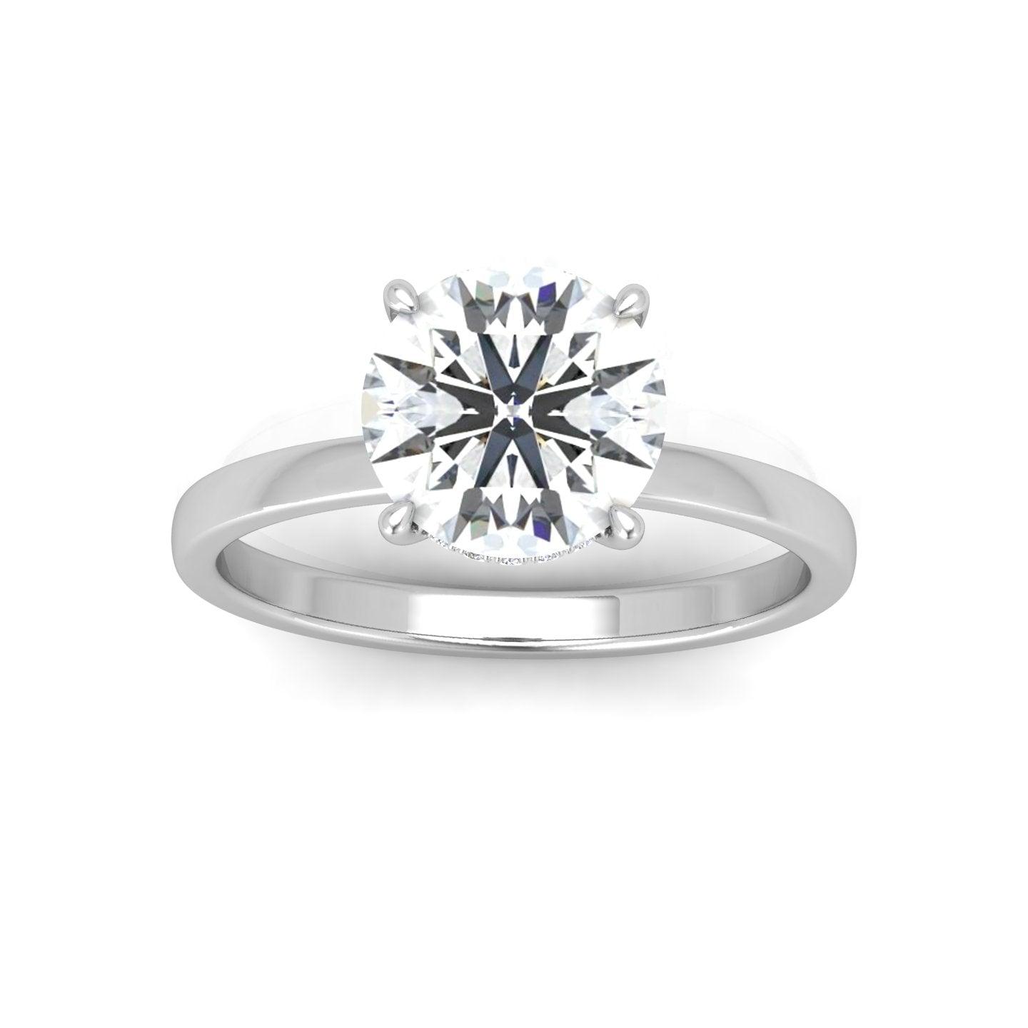Classic Solitaire Hidden Halo Engagement Ring