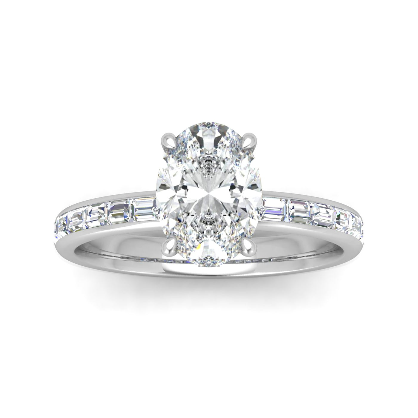 Classic Hidden Halo Channel Set Engagement Ring - Oval