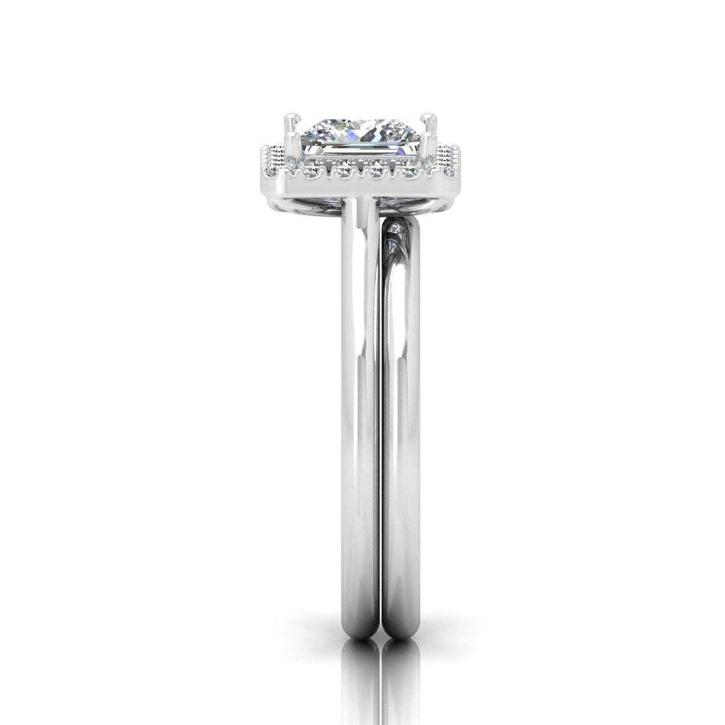 Certified Princess Diamond Halo Engagement Ring With Matching Band 1.20Carat