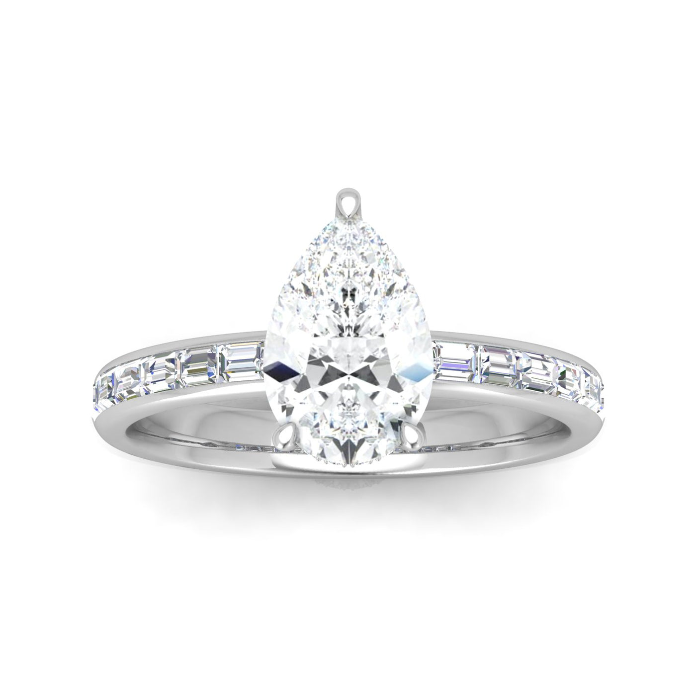 Classic Hidden Halo Channel Set Engagement Ring - Pear