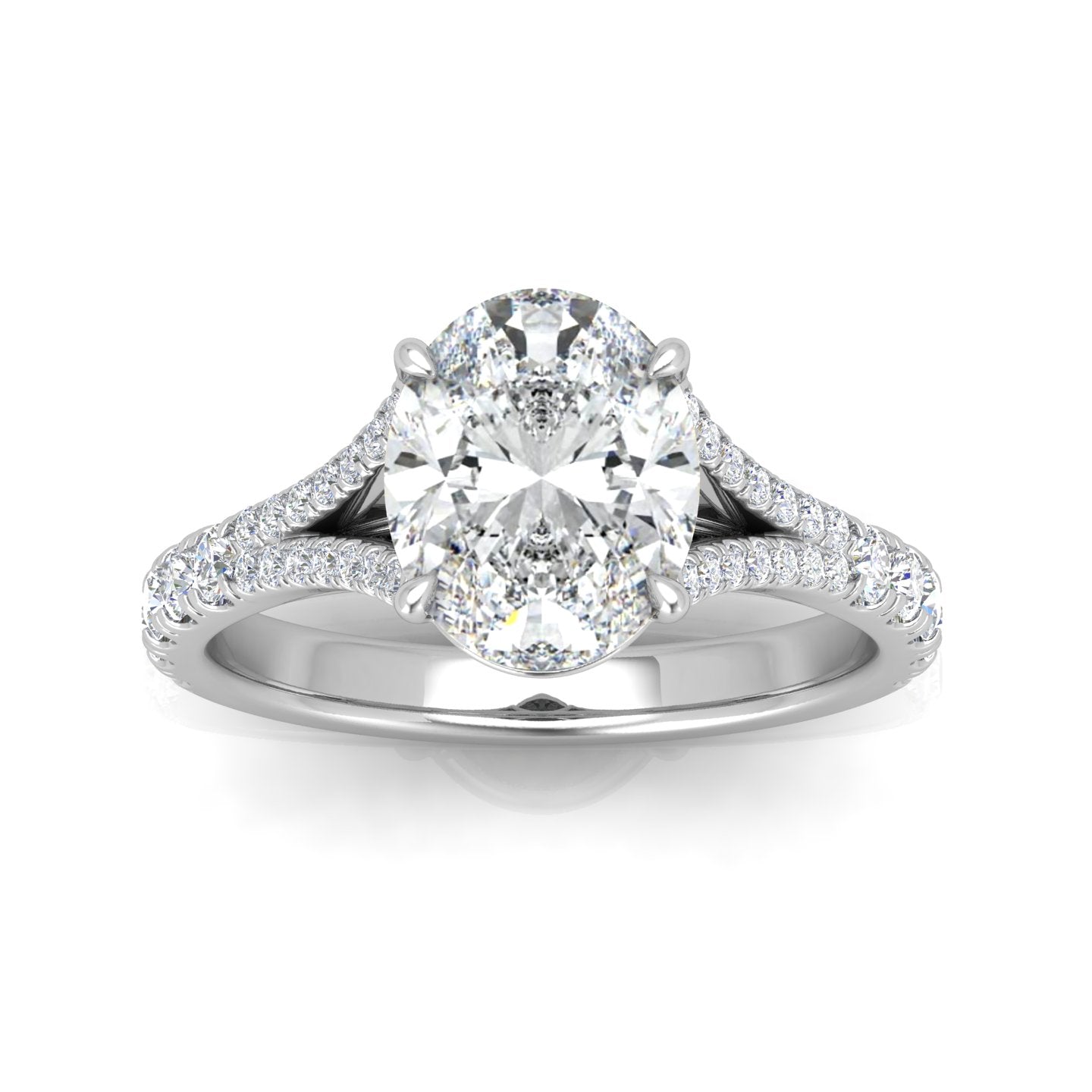 Julie Oval Diamond Split Shank Engagement Ring