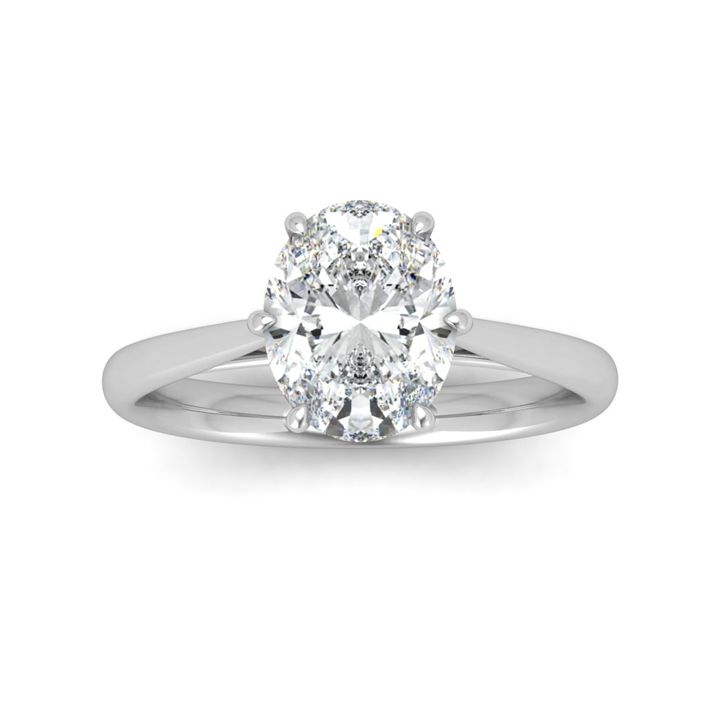 Oval Diamond Cathedral Solitaire Ring