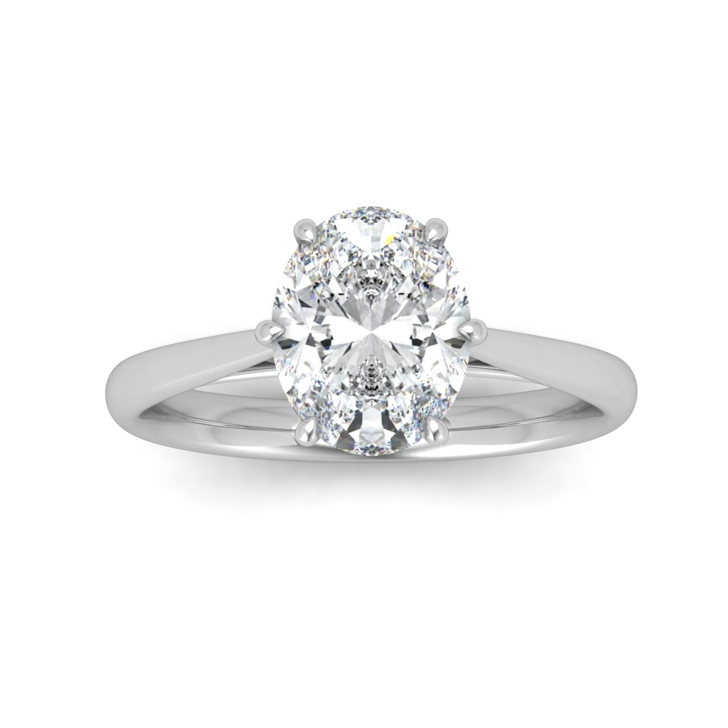 Oval Diamond Cathedral Solitaire Ring