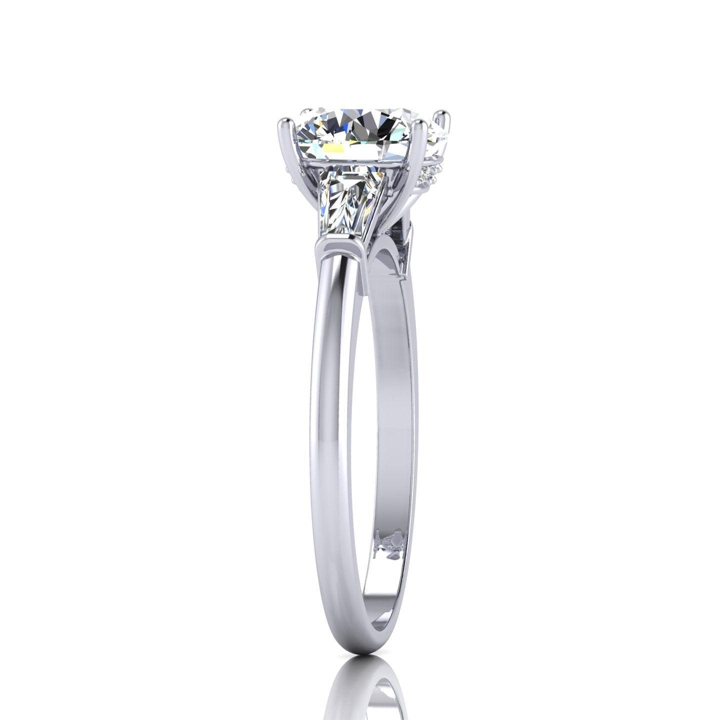 Round & Tapper Diamond Trilogy Engagement Ring in Platinum 1.00Ct-3.00Ct