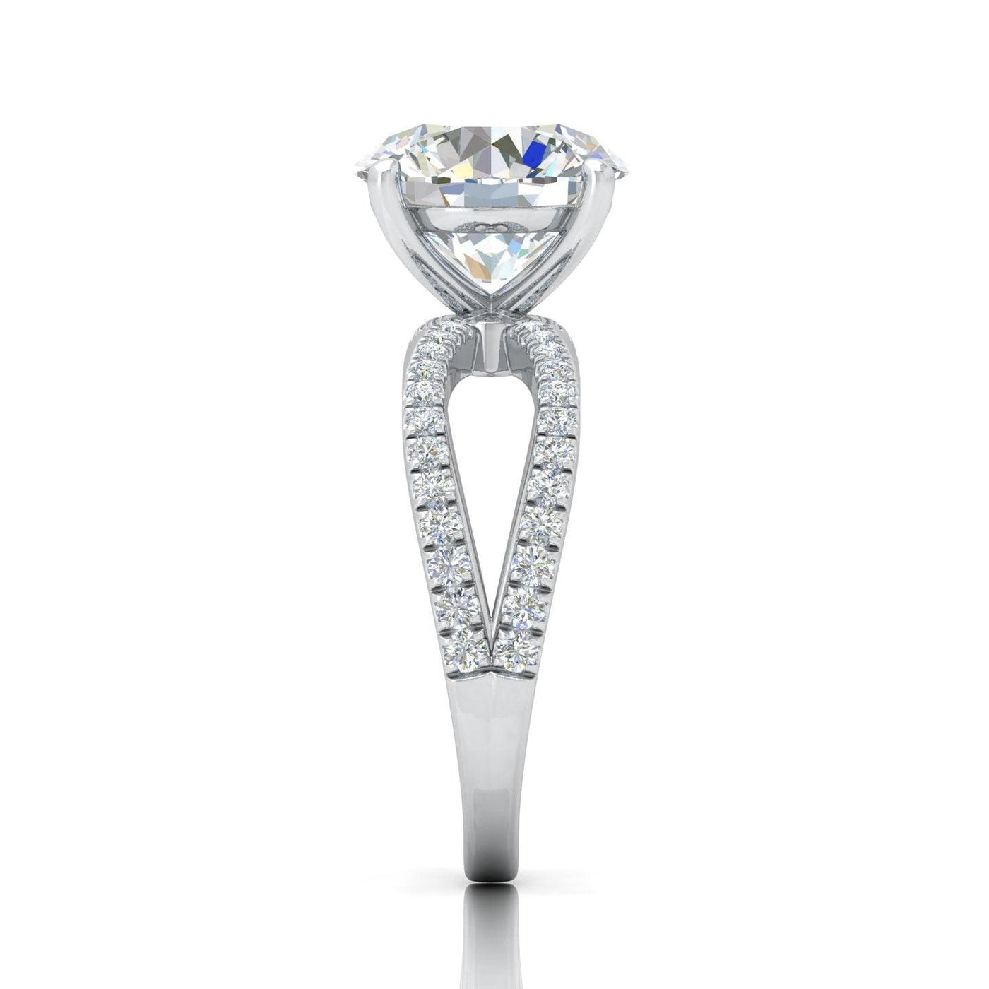 Oval Diamond Split Shank Engagement Ring in 18k Gold / Platinum 3.50Ct