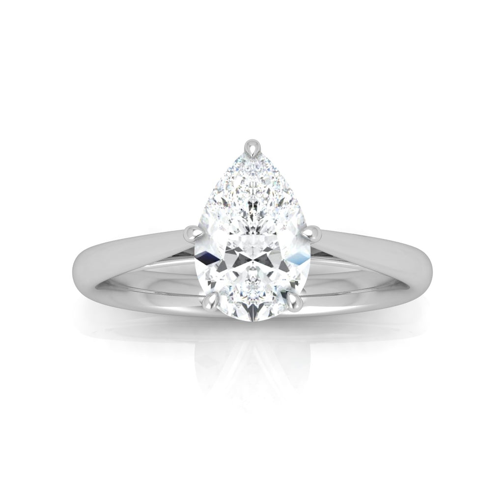 Pear Diamond Cathedral Solitaire Ring