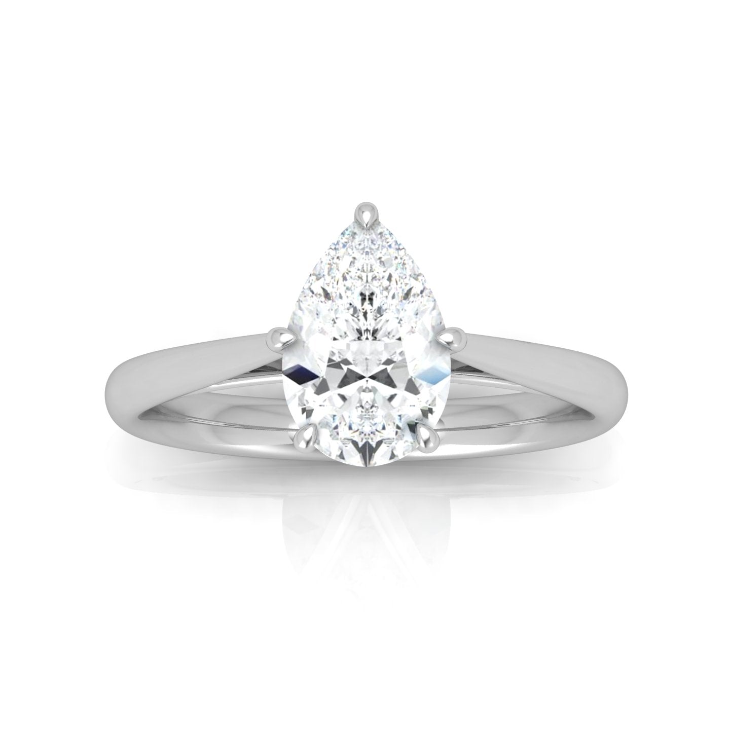 Pear Diamond Cathedral Solitaire Ring