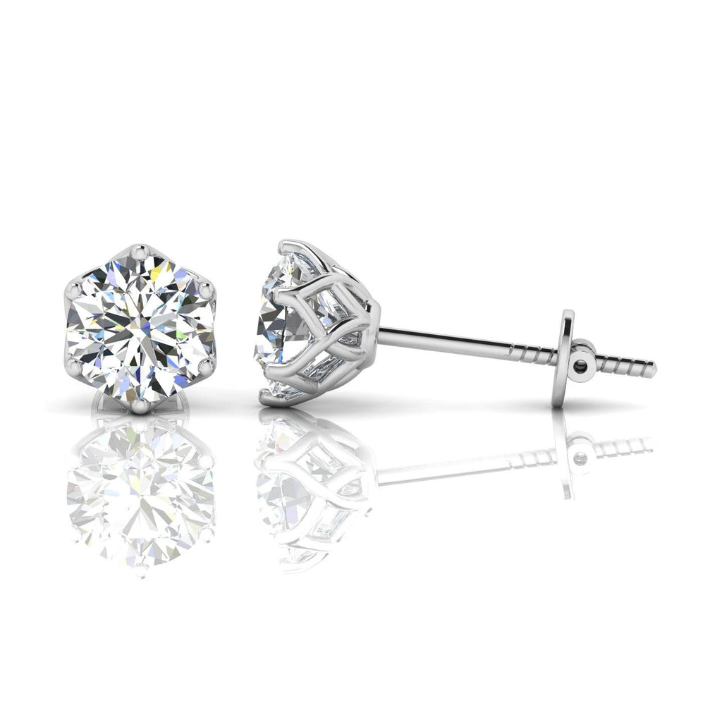 Certified D/VS 2.00Ct Round Diamond Designer Stud Earrings in 18k Gold / Platinum