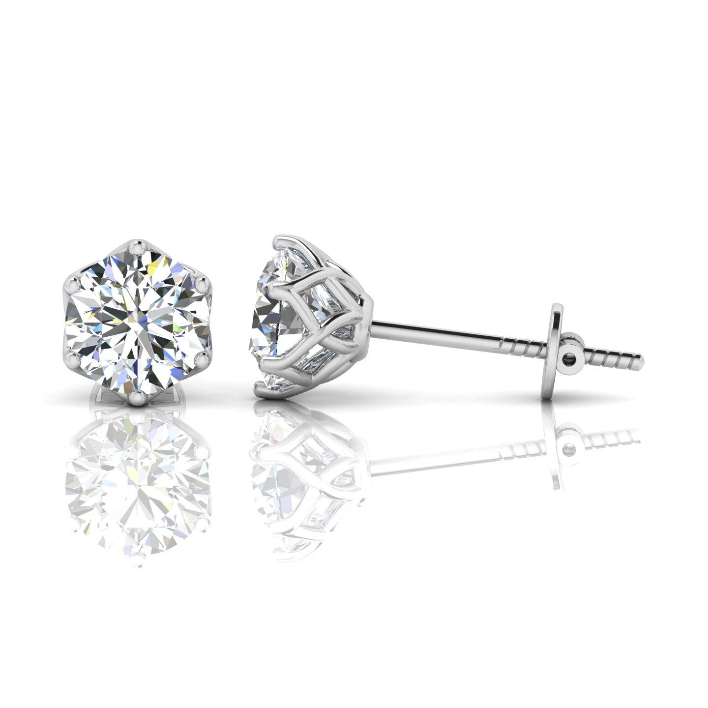 Certified D/VS 2.00Ct Round Diamond Designer Stud Earrings in 18k Gold / Platinum