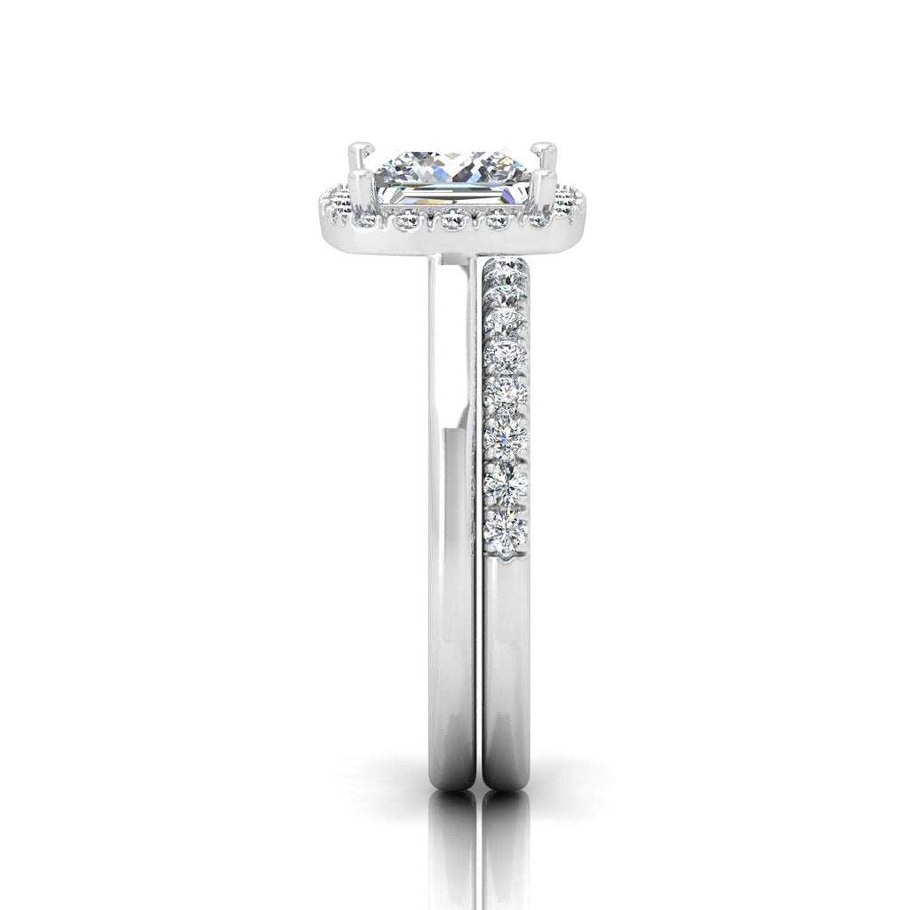 Certified Princess Diamond Halo Engagement Ring With Diamond Matching Band 1.50Carat