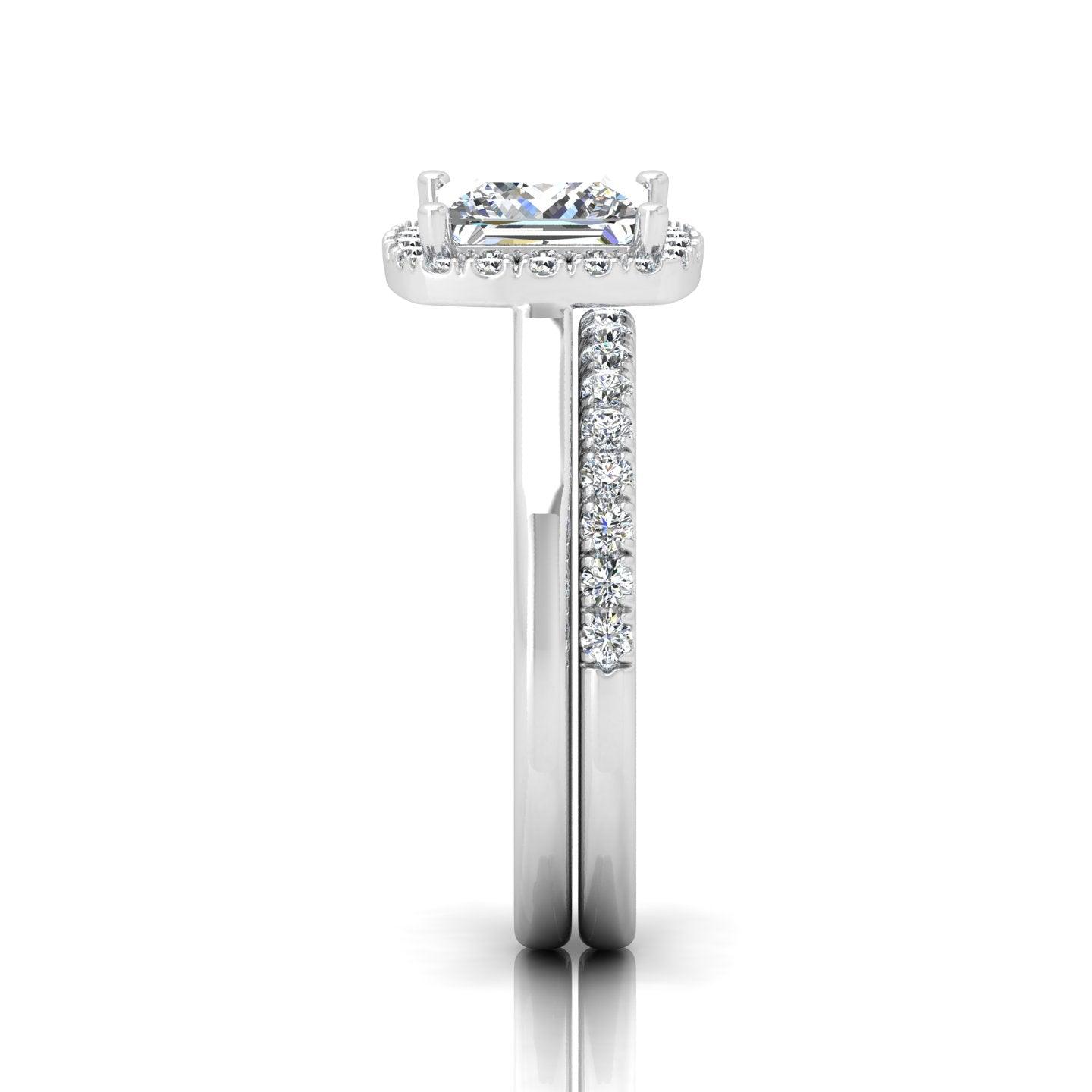 Certified Princess Diamond Halo Engagement Ring With Diamond Matching Band 1.50Carat