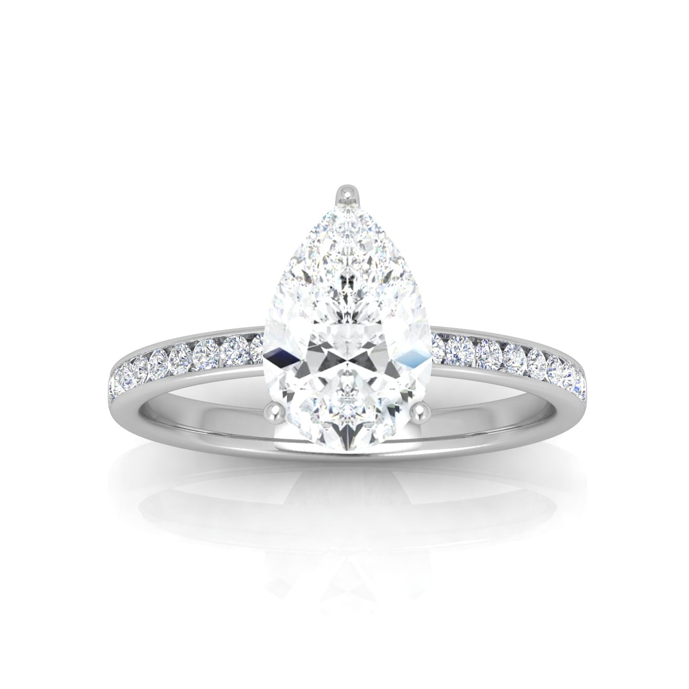 Channel Set Pear Diamond Engagement Ring