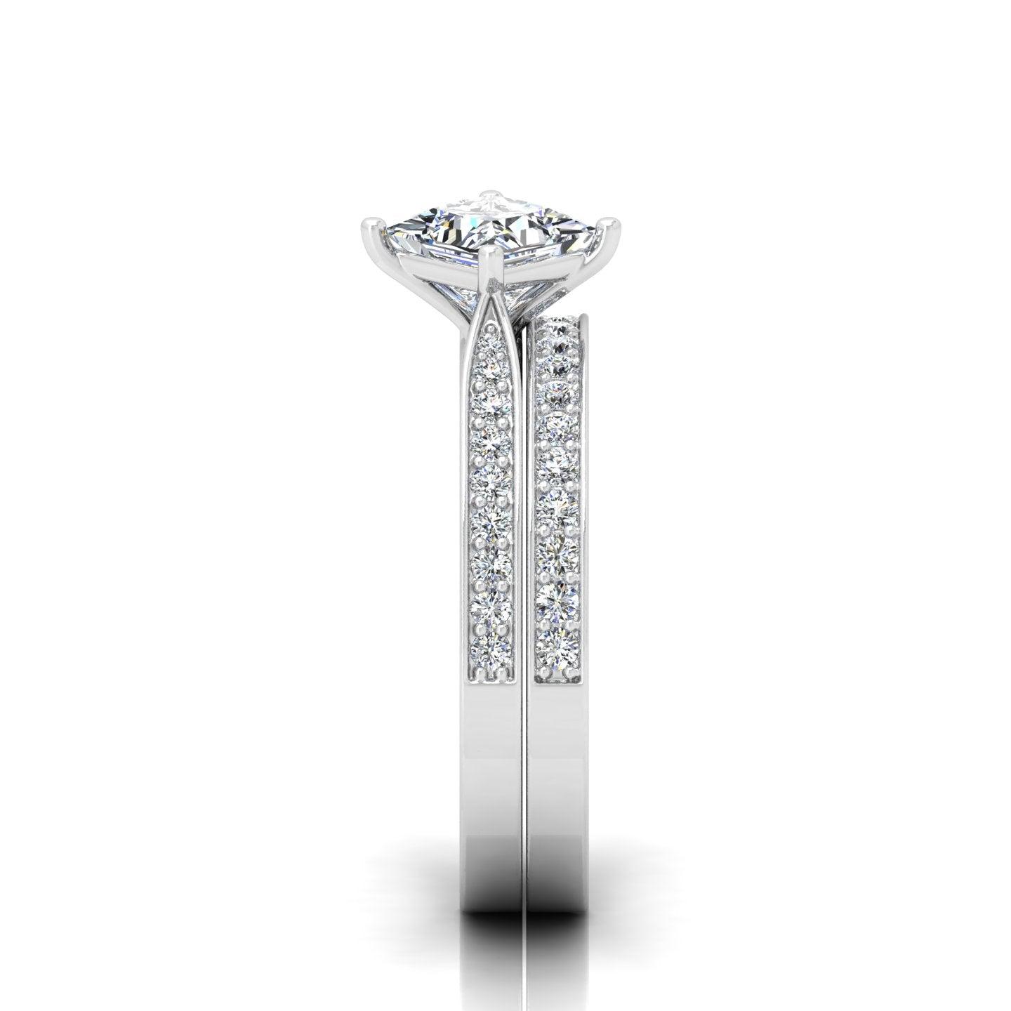 Certified Princess Diamond Engagement Ring With Diamond Matching Band 1.50Carat