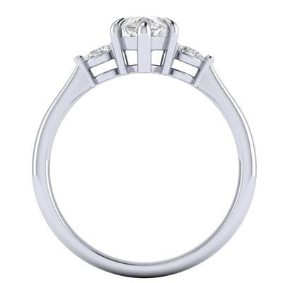 Marquise & Pear Diamond 3 Stone Engagement Ring in Platinum 2.00Ct