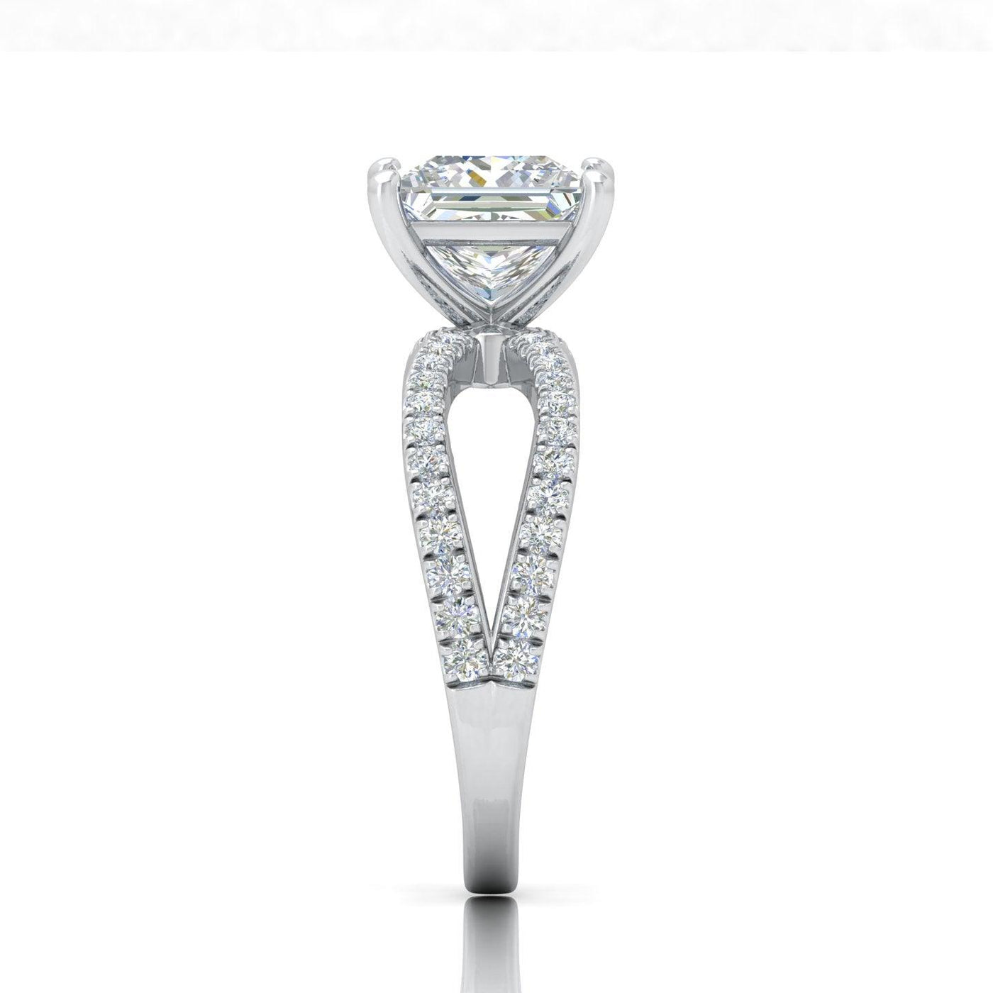 Princess Diamond Split Shank Engagement Ring in 18k Gold / Platinum 3.50Ct