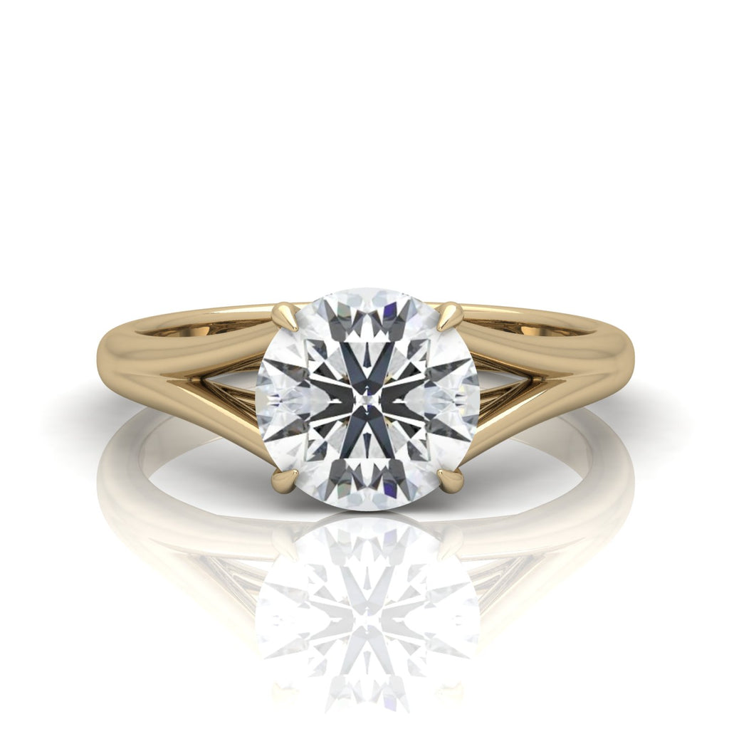 Classic Round Diamond Split Shank Solitaire Engagement Ring