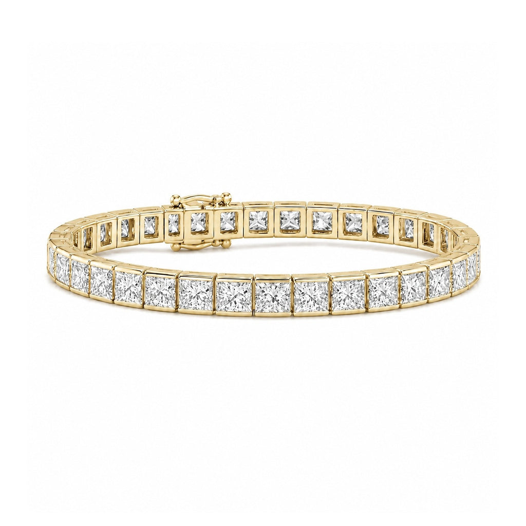 Princess Diamond Channel Set Tennis Bracelet for Women in 18K Gold – F/VS (4.00CT–12.00CT)