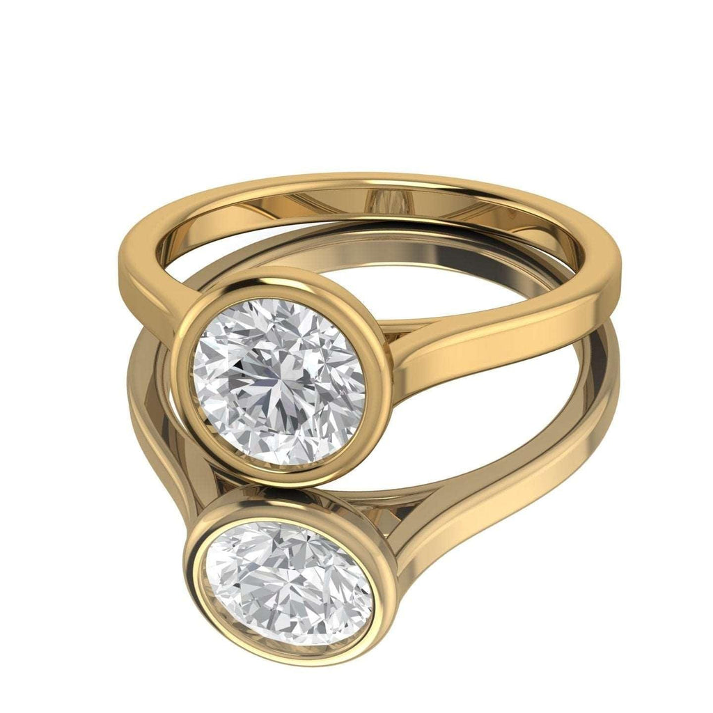18k Yellow Gold All Shape Comfort Fit Bezel Set Solitaire Engagement Ring