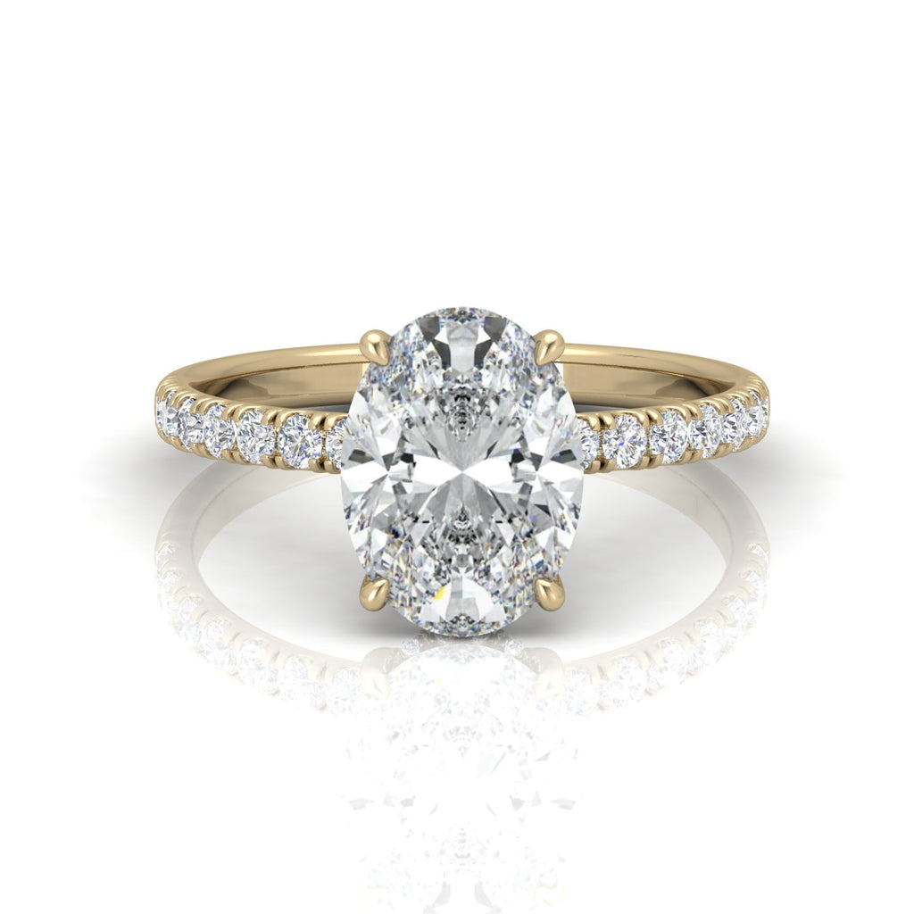 Classic Hidden Halo Pave Set Engagement Ring - Oval