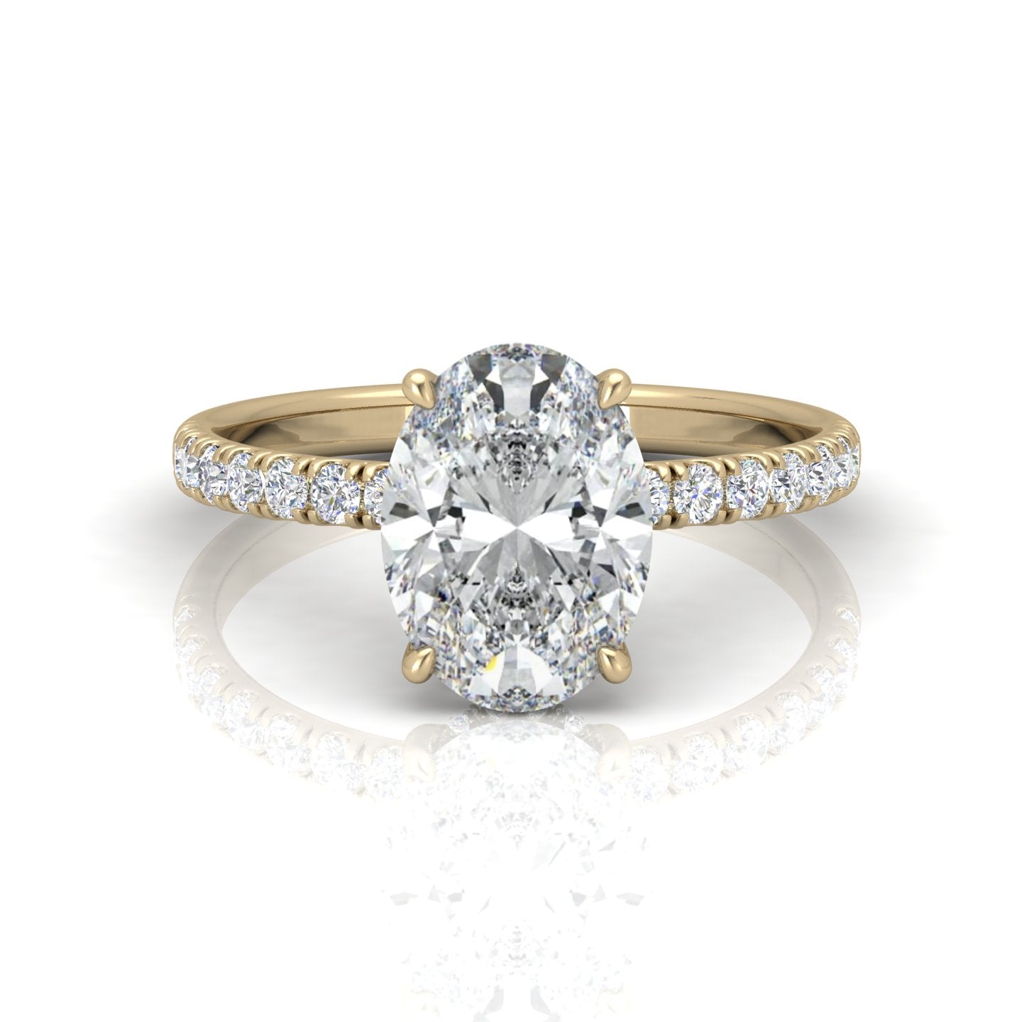 Classic Hidden Halo Pave Set Engagement Ring - Oval