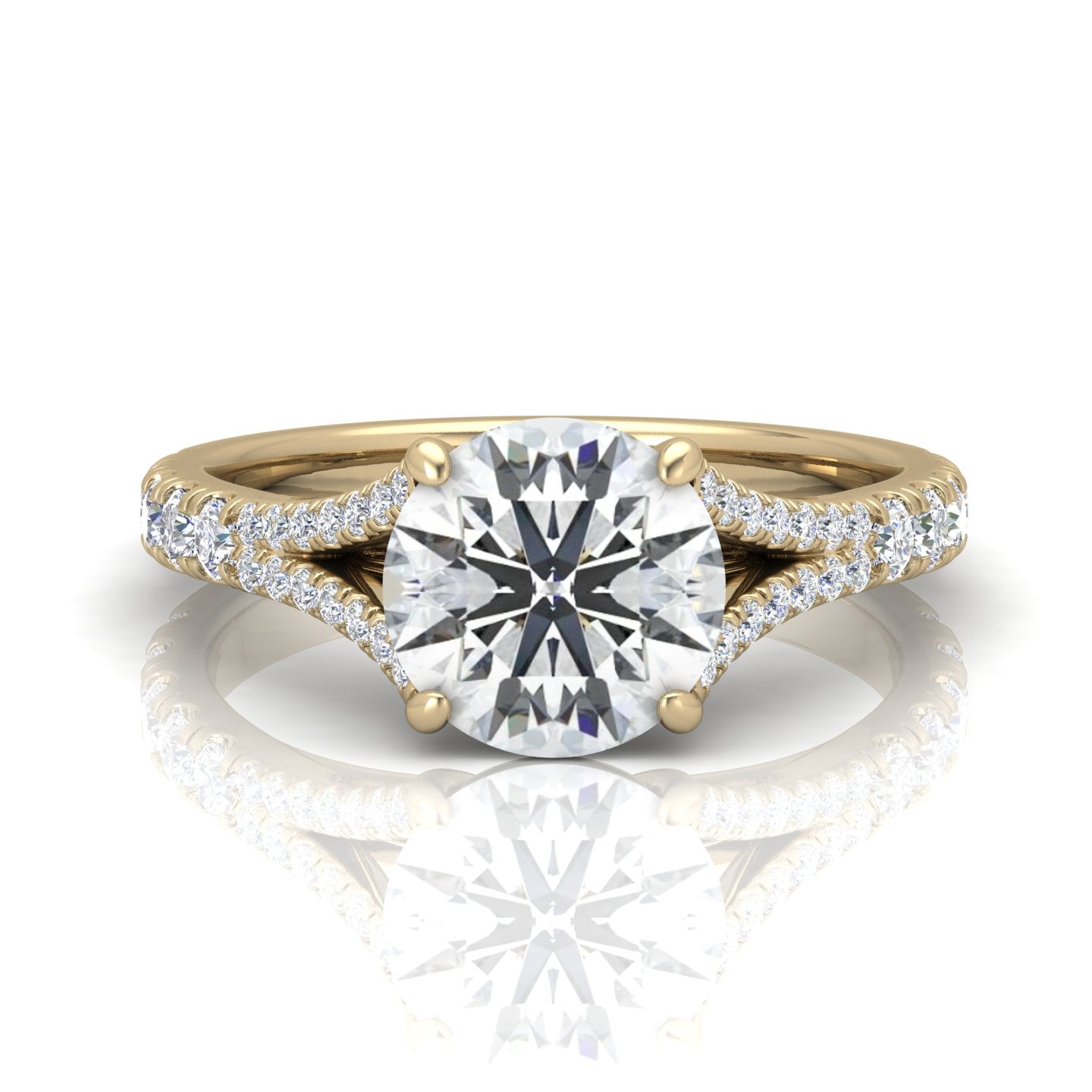 Julie Round Diamond Split Shank Engagement Ring