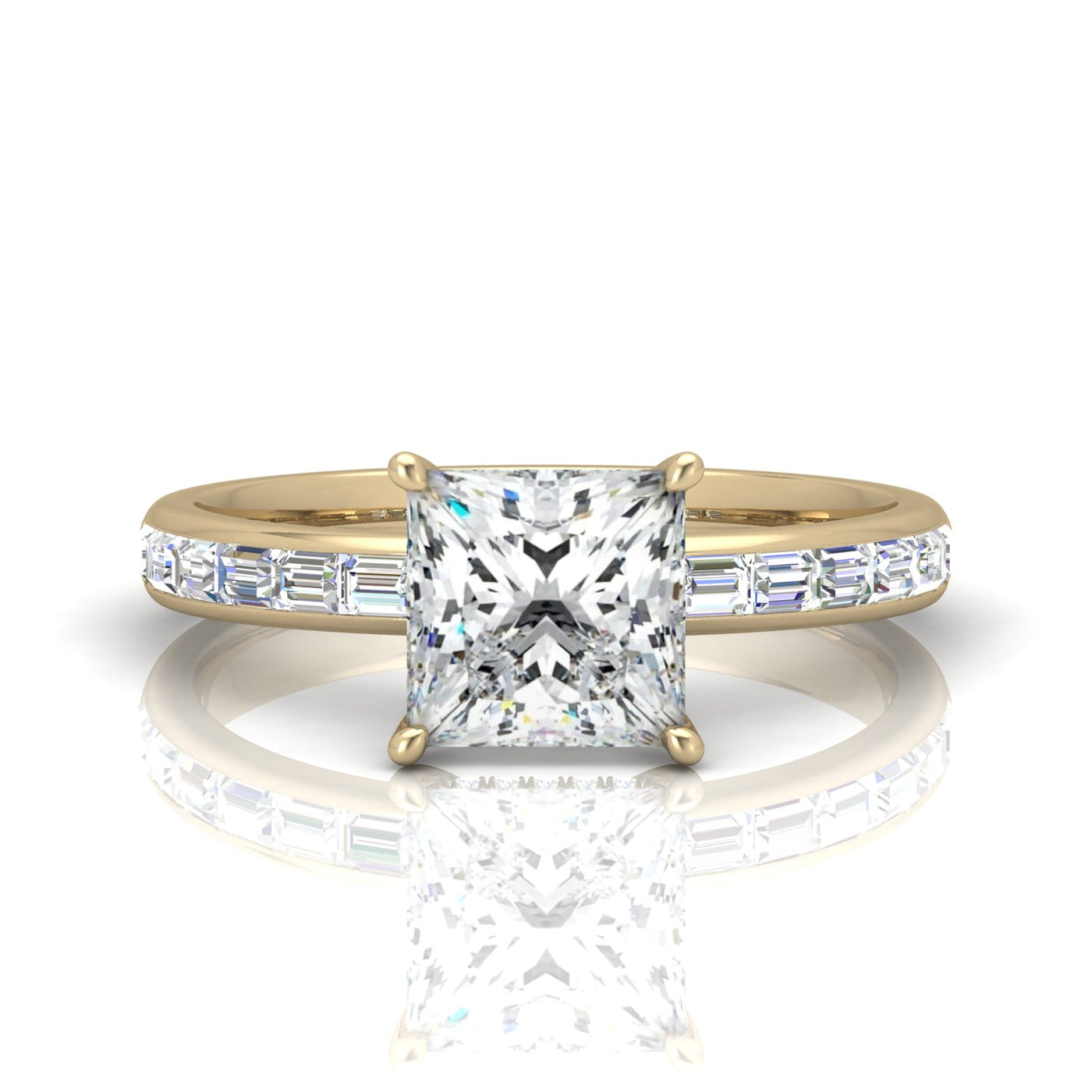 Classic Hidden Halo Channel Set Engagement Ring - Princess