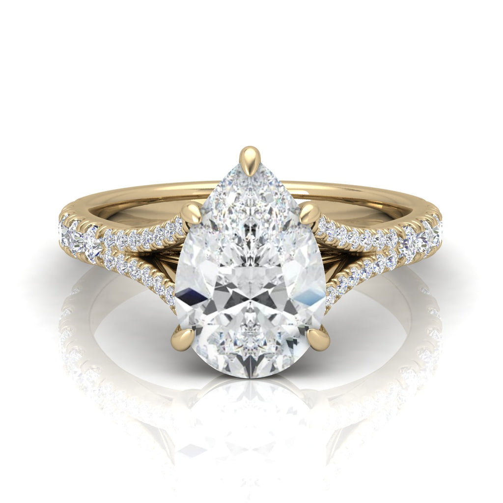 Julie Pear Diamond Split Shank Engagement Ring