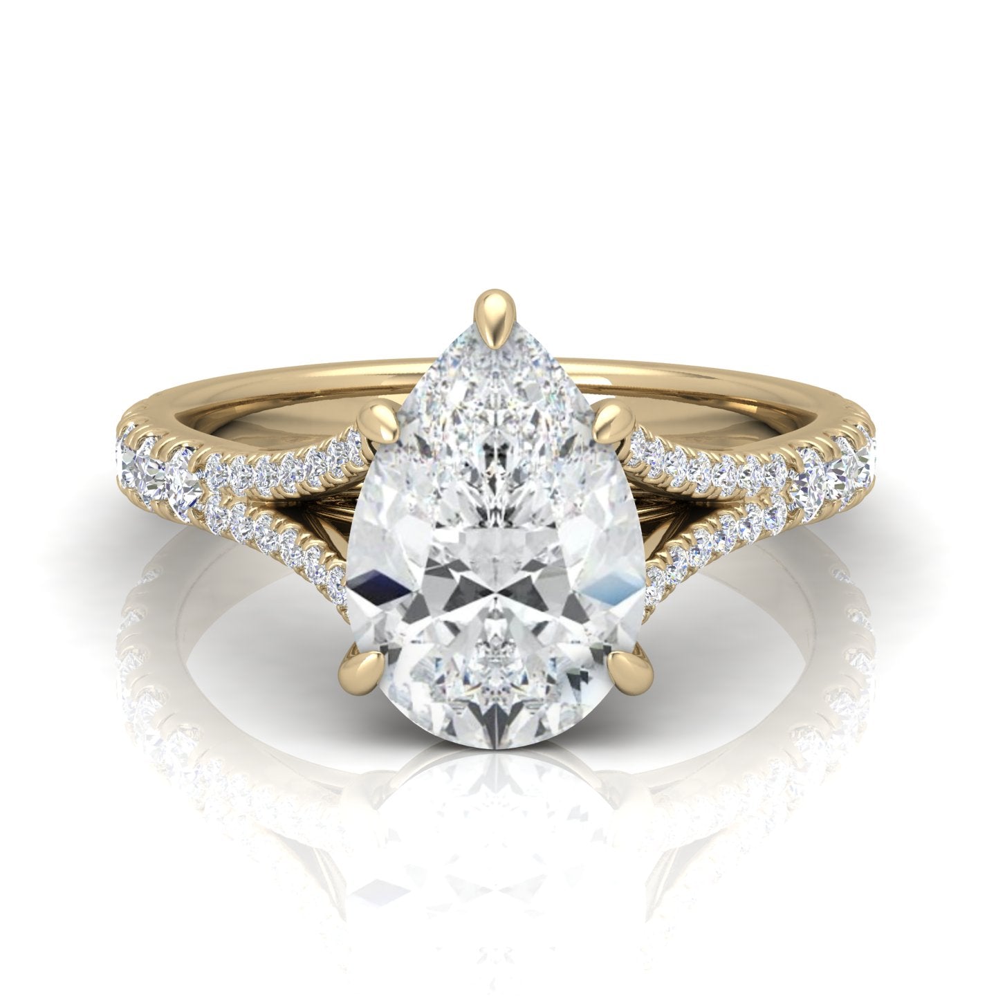Julie Pear Diamond Split Shank Engagement Ring