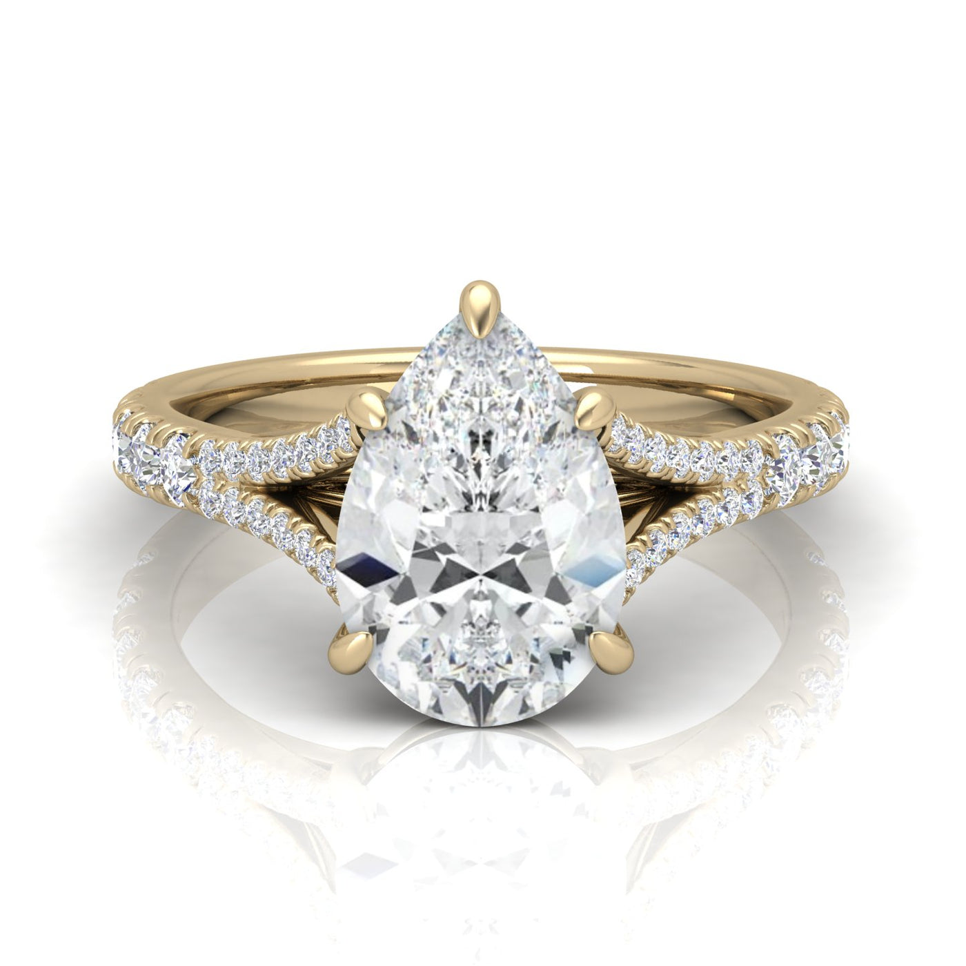 Julie Pear Diamond Split Shank Engagement Ring