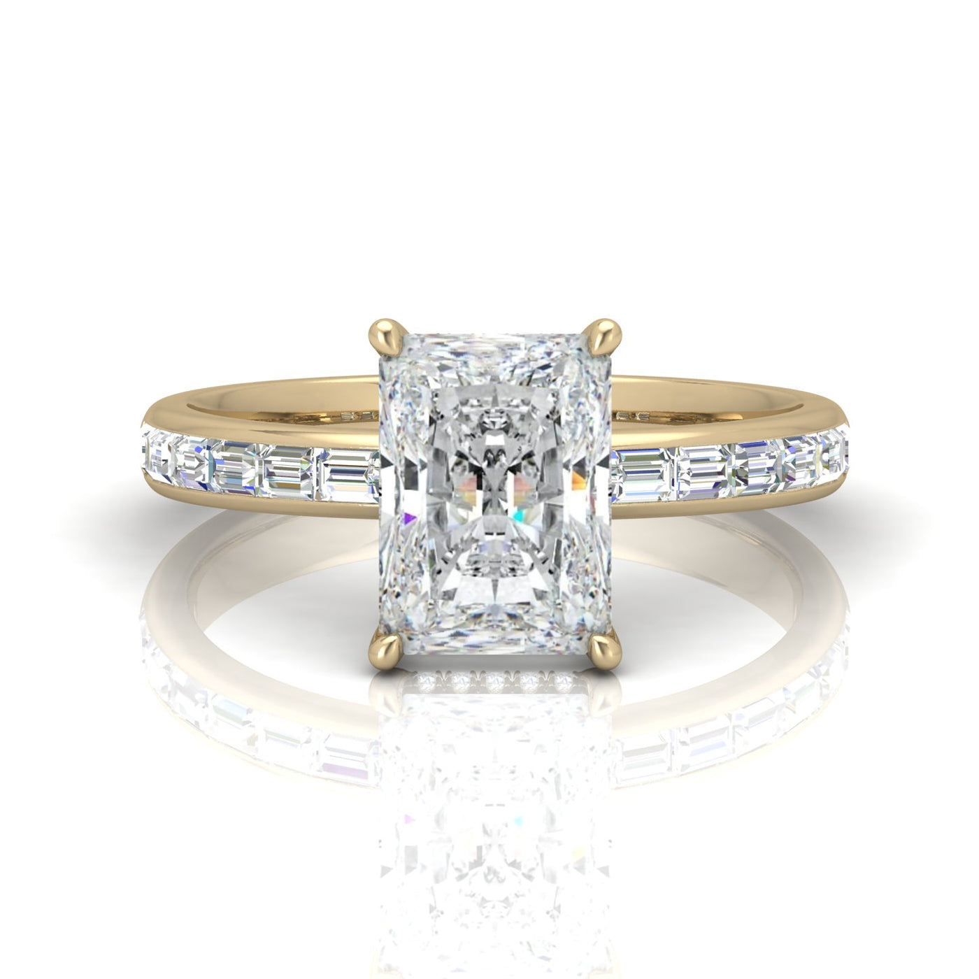 Classic Hidden Halo Channel Set Engagement Ring - Radiant