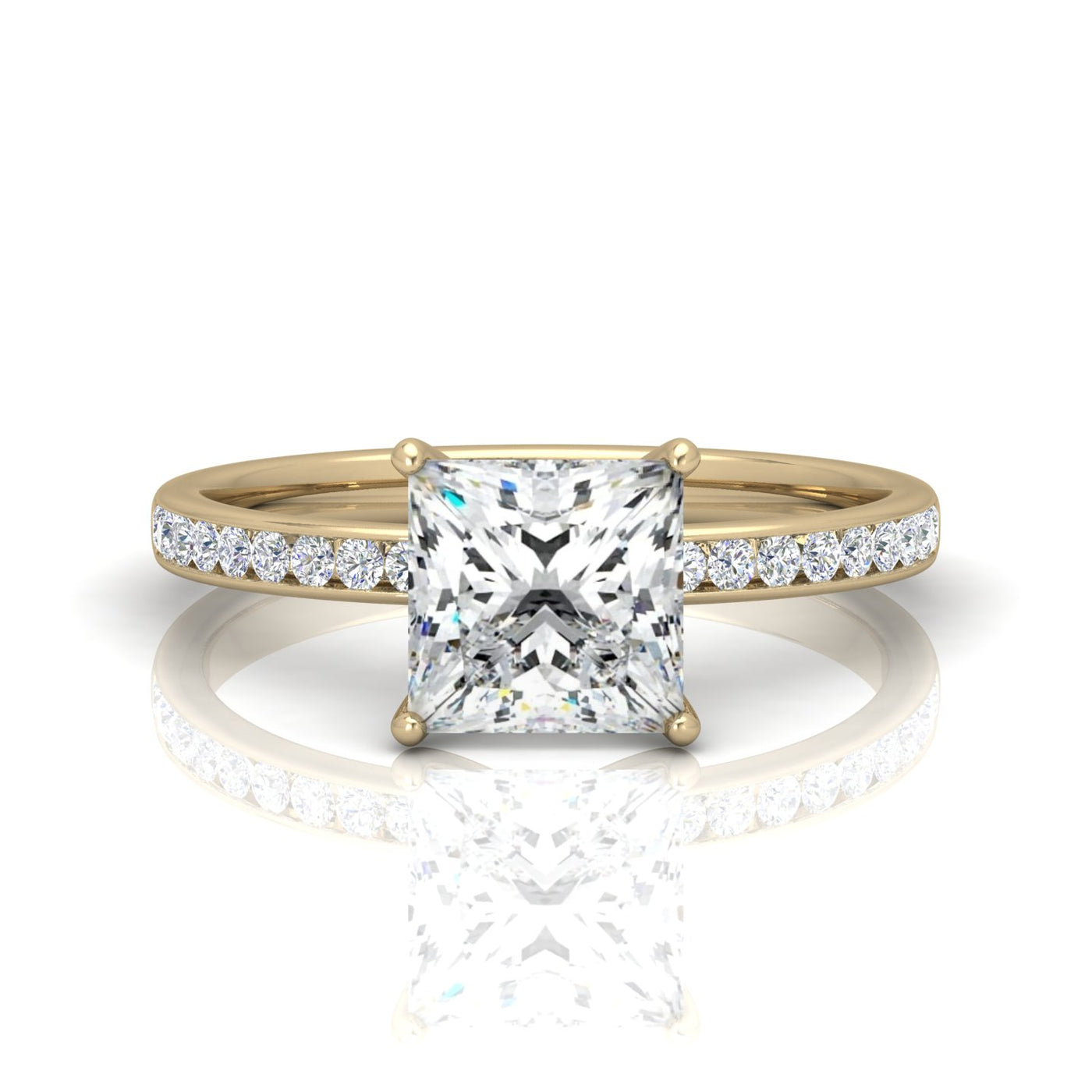 Channel Set Princess Diamond Engagement Ring