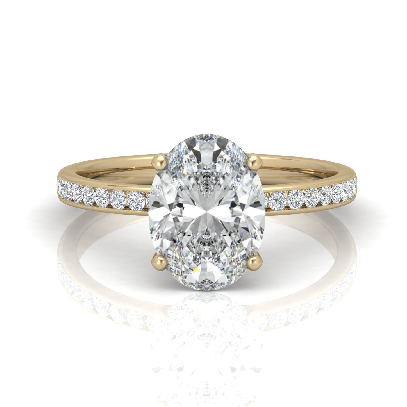 Channel Set Oval Diamond Engagement Ring