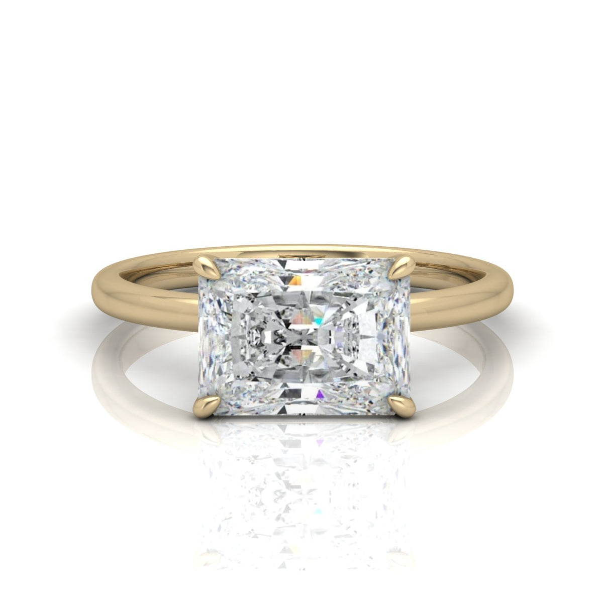 Classic East-West Solitaire Engagement Ring - Radiant