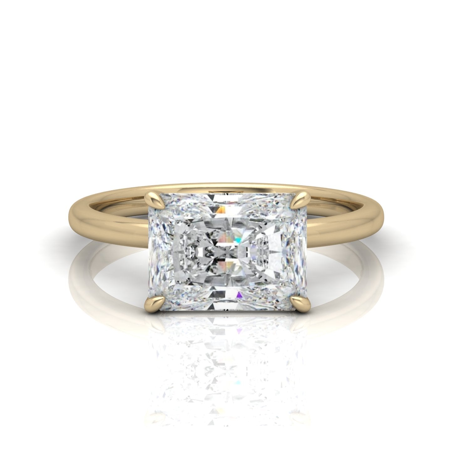 Classic East-West Solitaire Engagement Ring - Radiant