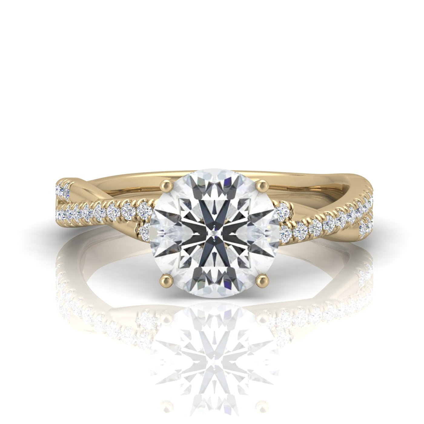 Vine Round Diamond Twisted Engagement Ring